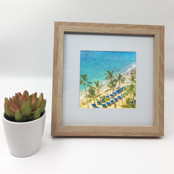 Waikiki-framed-wall-art-photography-art-brown-frame-situ